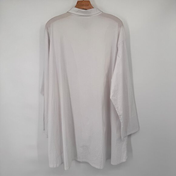 Bryn Walker Oversized Long-Sleeve Shirt tunic White Cotton stretch size XL - Picture 10 of 14